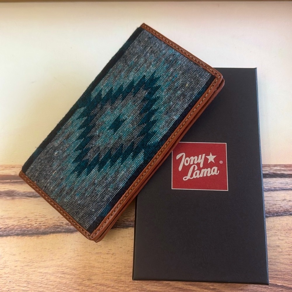 Tony Lama Long Wallet Genuine Leather Southwestern Blanket Design Rodeo RFID